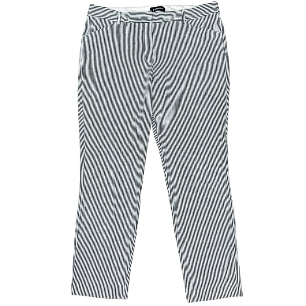 EXPRESS Women's Columnist Stretch Striped Ankle Mid-Rise Pants‎ | Size 14R